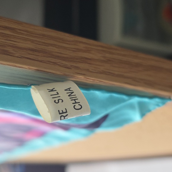 Alvilda Galan Pure Silk Scarf  Abstract Ribbon Art Print  Multicolor 34” Square - Picture 3 of 10